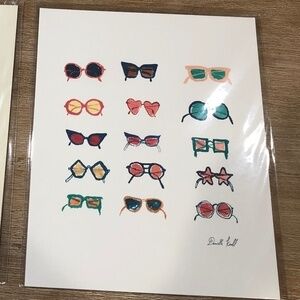 Nwt Anthropologie Beach Party Series Print, Sunglasses, Artist Danielle Kroll